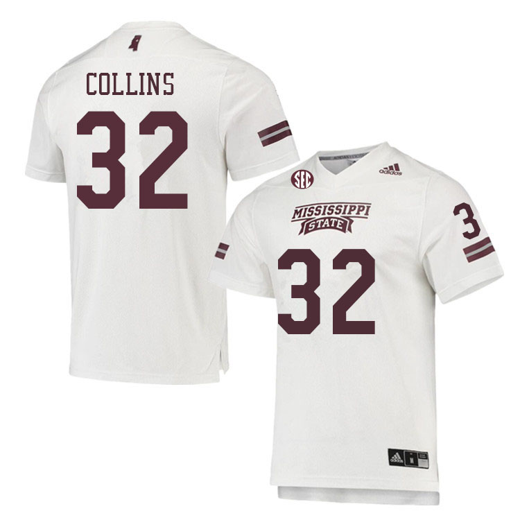 Men #32 Audavion Collins Mississippi State Bulldogs College Football Jerseys Sale-White - Click Image to Close